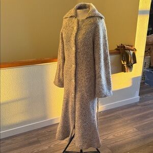 Handmade one of a kind knit Long Gray Coat duster sweater